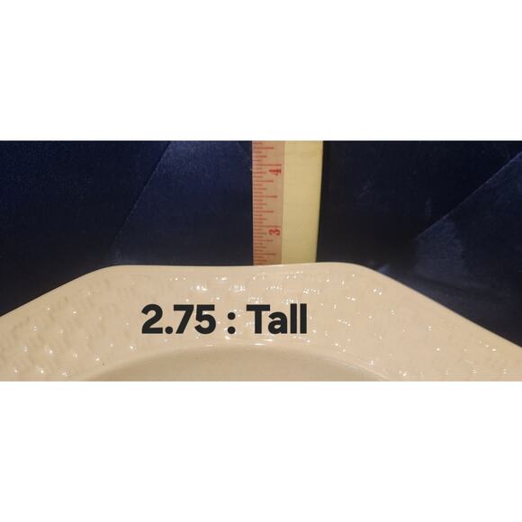 Nautica Bermuda Portugal Cream Basketweave 10.5 Round Octagonal Bowl Stoneware - Picture 6 of 7